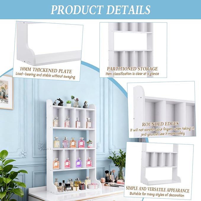 Perfume Organizer Display Case Multi-Tier Trinket Display Shelf for Perfume Crystal Storage Fragrances Collectibles Figures Miniatures Cosmetics Shot Glasses