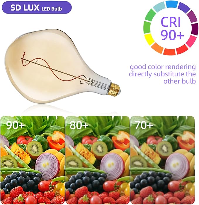 SD LUX Oversized Vintage Giant LED Light Bulb Huge Edison Bulb - Dimmable, 5W 250LM, Warm White 2200K, Medium E26 Base - Perfect for Decorative Pendant Lighting, 1 Pack (A165)