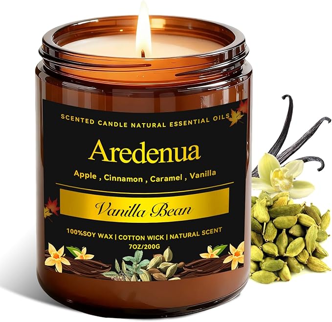 Vanilla Bean Odor Eliminating Candles | Scented Soy Candle for Home, Air Freshening & Cozy Scent, Relaxing Home Candle Gift for Women & Men