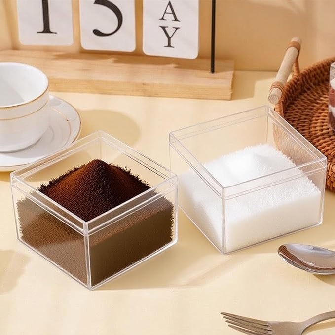KissYou Small Acrylic Boxes with Lid Clear Box Plastic Square Cube for Display Jewelry Storage Contanier Graduation Party Decorative Box
