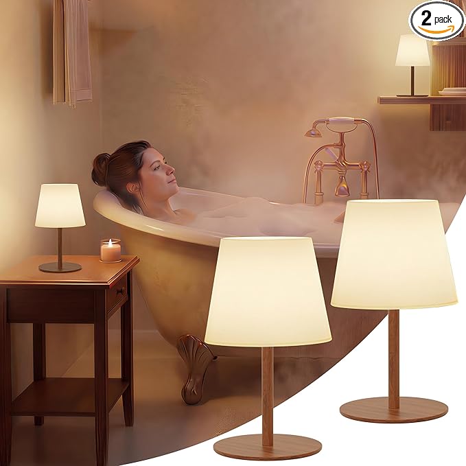 EZVALO Spa-Like Shower Lamp – IP65 Waterproof Bathroom Lamp, 4500mAh Rechargeable Cordless Mood Light, 3 Color Temps for Relaxing Bathroom & Bathtub Experience (2 Pack)