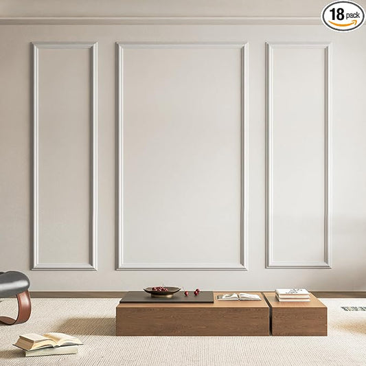 Art3d Pre-Cut Wall Molding Set of 3 pcs, Ready-to-Assemble Wainscoting Panels for Interior Wall Décor Living Room Bedroom Accent Wall - Installed with Glue, 3 Frames