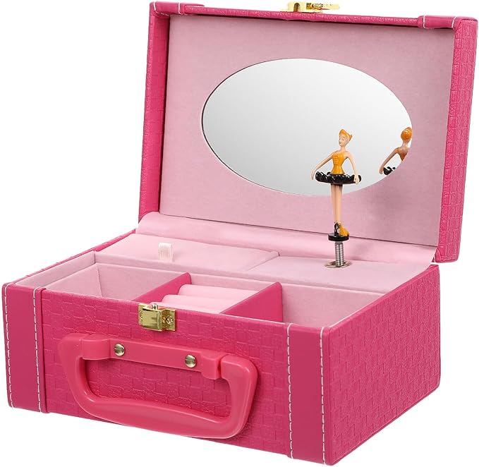 Jewelry Organizer Box Pink Multi-functional Jewelry Storage Case with Music and Makeup Compartments for Women and Storage