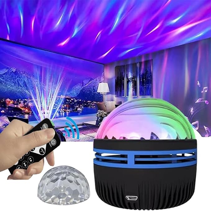 2 in 1 Northern Galaxy Light, Northern Lights and Ocean Wave Projector with Remote CoLntrol, RGB Colorful Night Light for Bedroom Home Decor Gifts (Aurora & Wave)