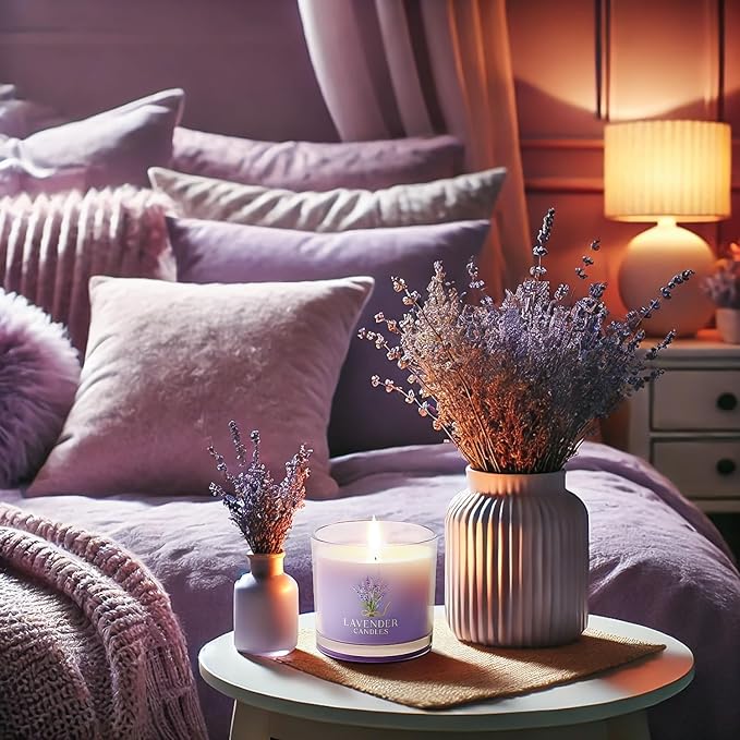 CHILLFLAME Lavender Candle, Scented Candles Gift Set for Stress Relief, 6 Votive Candles for Women and Men, Birthday Candle Gifts for Women, Christmas Candles for Women (Purple, 14 oz)