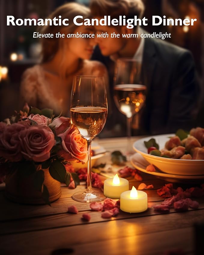 Homemory 12-Pack Flameless LED Tea Lights Candles Battery Operated, 200+Hour Fake Electric Candles TeaLights for Votive, Halloween, Ofrenda, Diya, Wedding Centerpiece Table Decor, Funeral, Christmas