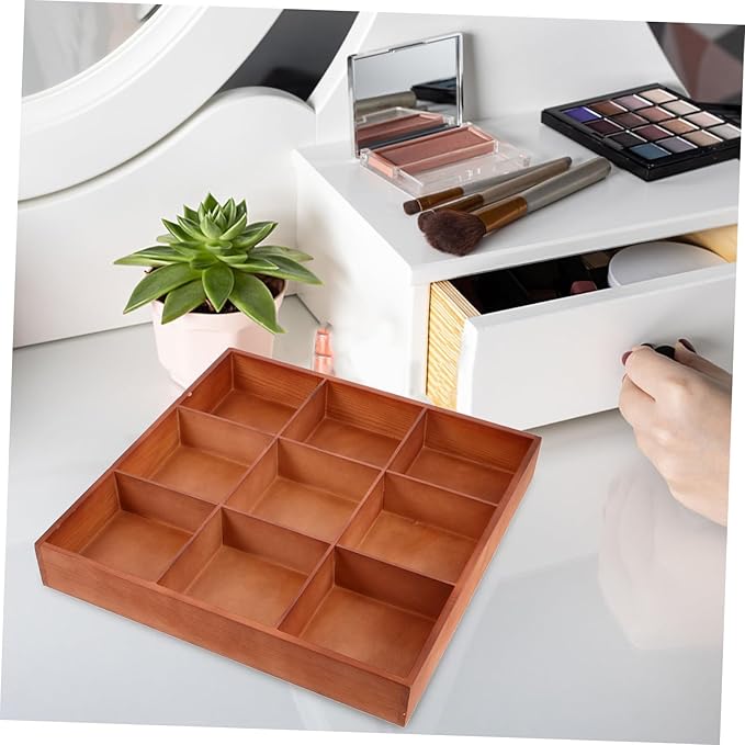 GLEAVI Wooden Organizer Box for Parts and Accessories Multi-compartment Storage for Jewelry Makeup and Office Supplies Stylish and Space-efficient Design