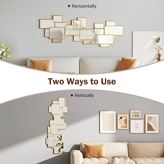 51'' x 19'' Art Decor Mirror,Gold Large Mirrors for Wall Decor Modern Decorative Mirrors for Living Room