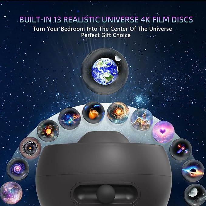 Galaxy Projector Pro for Bedroom,13 in 1 Planetarium Star Projector with Solar System & Constellation,Ceiling Night Light with Timer,LED Space Galaxy Lamp Bedroom Room Decor for Adults Kids - Black