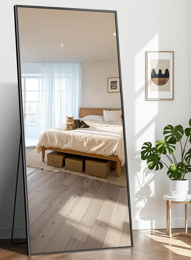 71"x30" Floor Mirror Full Length - Standing Mirror with Aluminum Alloy Frame, Large Body Mirror for Bedroom, Living Room, Wall Mounted or Leaning
