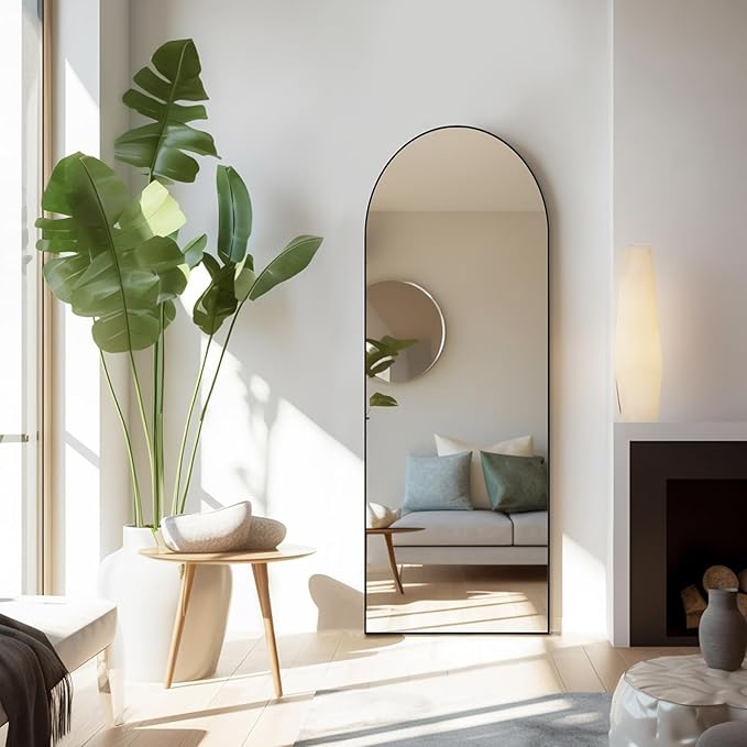 Mirror Full Length, Upgraded Body Wall Mirrors with Shatter-Proof Glass, Floor Standing, Hanging or Leaning, Tall Mirror with Stand Aluminum Alloy Frame for Bedroom