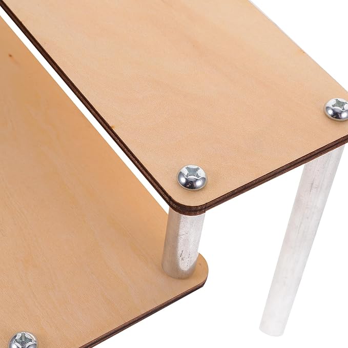 Tiered Wooden Display Stand for Figures and Collectibles Makeup Organizer Shelf with Smooth Finish Stable Multi-use Riser for Handcrafts Dolls and Home Decor Storage