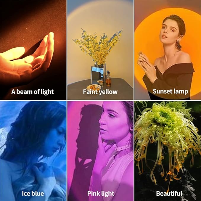 Rechargeable Amber Flashlight - 4 in 1 Sunset Lamp with Warm 1800K Light for Eye Care & Photography Fill Light - Zoom 4 Modes