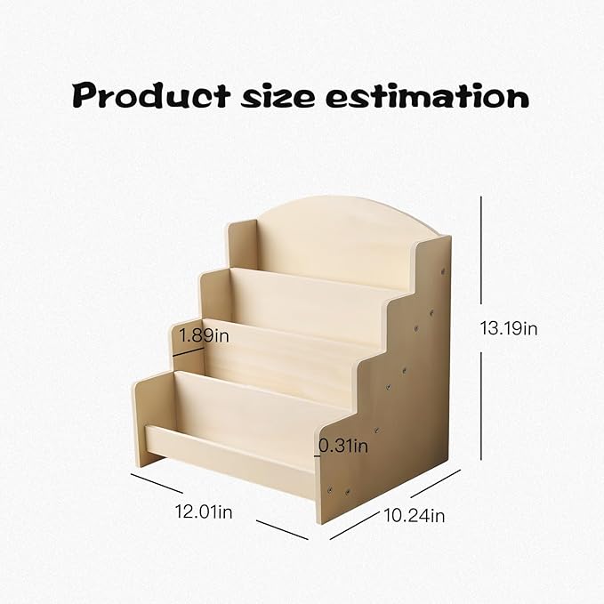 4-Tier Wooden Greeting Card Display Stand, Sticker Card Display Stand & Postcard Holder,Greeting Card Organizer,Retail Counter Rack for Brochures, Photos, &Stationery