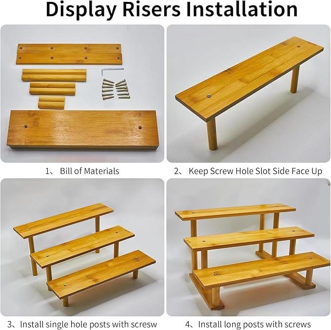 Riser Display Stands Wooden Cologne Organizer 3 Tier, Makeup Organizer for Vanity, Cupcake Stand Holder, Shelf Risers for Figures, Dessert Shelves for Party, Skin Care for Decoration Tray