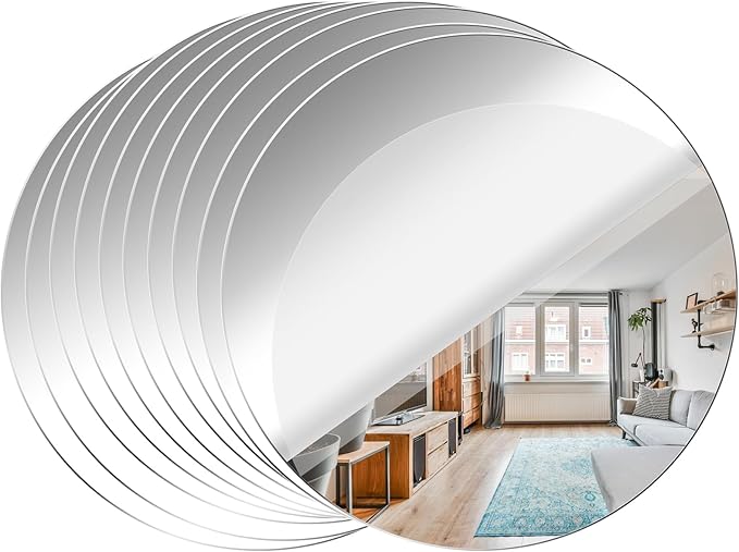 Acrylic Round Mirrors Self Adhesive Non Glass Mirror Circle Wall Mirror Clear Wall Sticker Decals for Wedding Table Centerpiece and Home Living Room Bedroom Wall Decor(4 inch/10pcs)