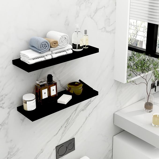 WELLAND Simons Floating Wall Shelf Ledge Shelves, 36-Inch, Black