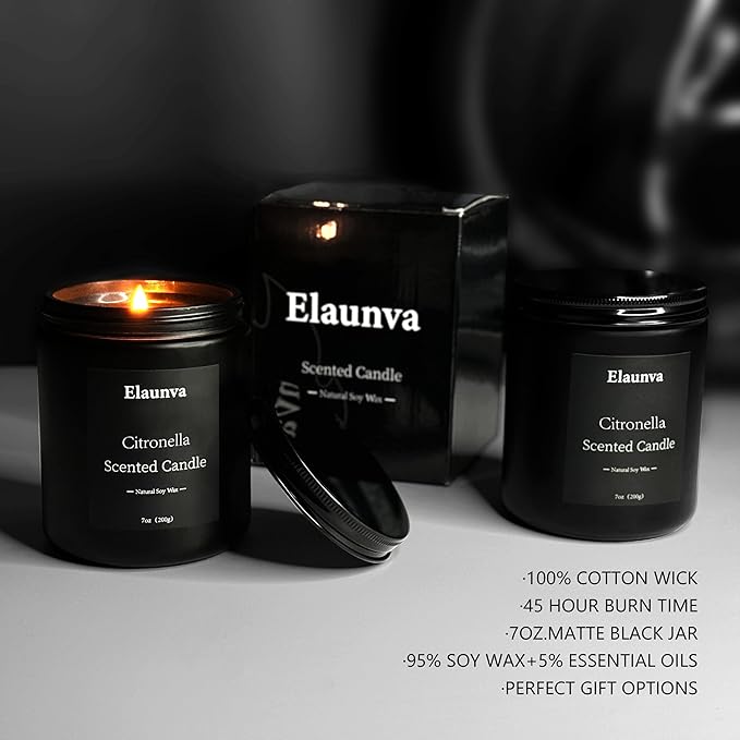 Outdoor Citronella Candles,7 oz (200g) Natural Soy Wax Candles,Aromatherapy Candles for Home Decor & Relaxation,Relaxing Gift for Men & Women,Must-Have for Spring Summer Outdoor Activities