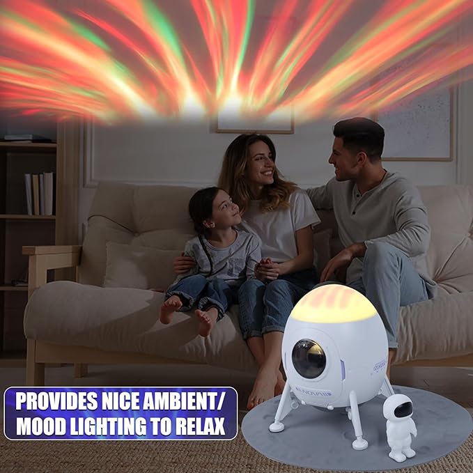 Lander Astronaut Projector Night Light, Built-in Speaker Space Man Buddy LED Planetarium Spaceman Lamp Gifts with White Noise Mode for Kids Adults Bedroom Ceiling Room Decor