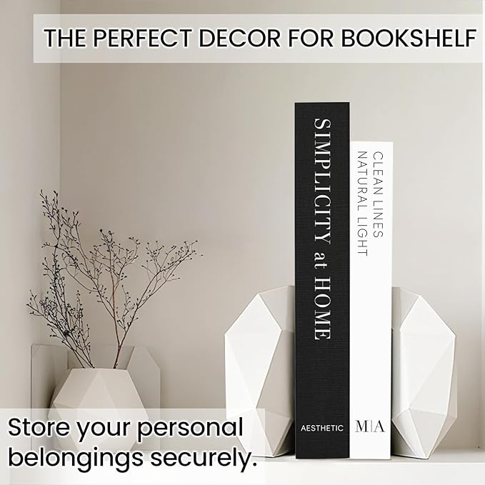 Modern Decorative Books for Home Coffee Table Decor - Fake Books Storage Box for Decoration - Set of 2 Faux Book Photo Storage Keepsake Box for Room Bookshelf Decor, Black