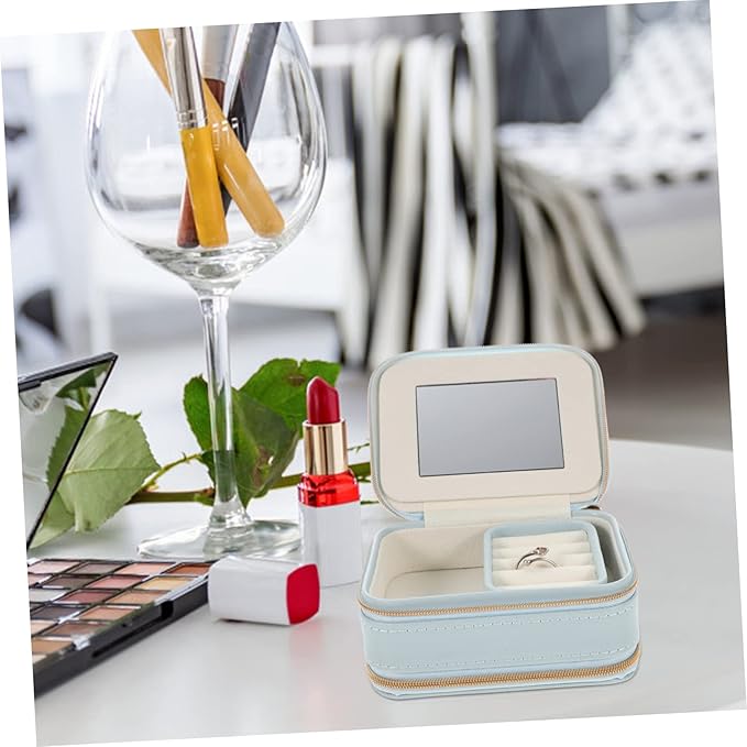 Box Necklace Jewelry Box Ring Jewelry Box Ring Organizer Box Travel Jewelry Organizer Earring Box Organizer Makeup Train Bag Travel Jewelry Case Portable Small Jewelry Organizer Pu ( Color : Sky-blue