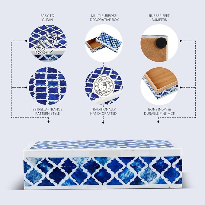 Handicrafts Home Decorative Storage Box 10x6 – Remote Organizer Box with Lid, Modern Decorative Keepsake Box, Boho Shelf Décor, Memory Box for Photos or Letters, Decorative Box for Table Décor