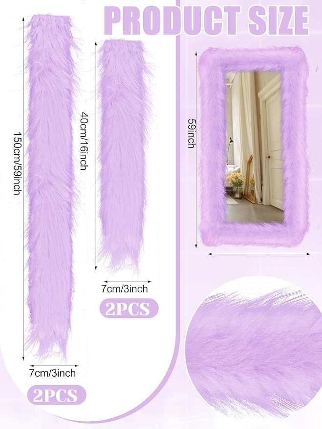Geelin Full Length Mirror Cover 59 x 16 Inch Universal Ultra Soft Non Slip Design Fluffy Length Standing Mirrors Cover Decoration for Bedroom Cloakroom Women Gifts (Purple)