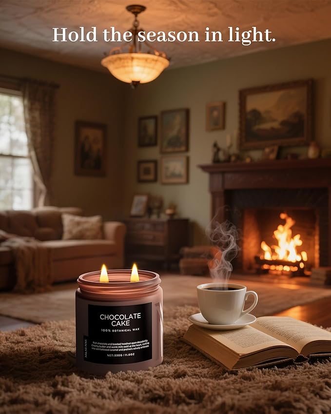 M&SENSE Chocolate Layer Cake Scent Candles, Large 11.6oz Natural Soy Wax 70 Hours Burn Time Clean Non Toxic Scented Classic 2 Wicks Candle Gifts for Mom Grandma