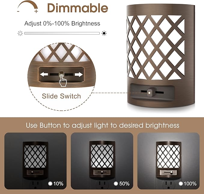 DORESshop LED Plug in Night Light [2 Pack], Night Lights Plug Into Wall, Dusk to Dawn Sensor Night Light, Decorative Night Lights, Adjustable Brightness for Bedroom, Hallway, Stairway, Daylight White