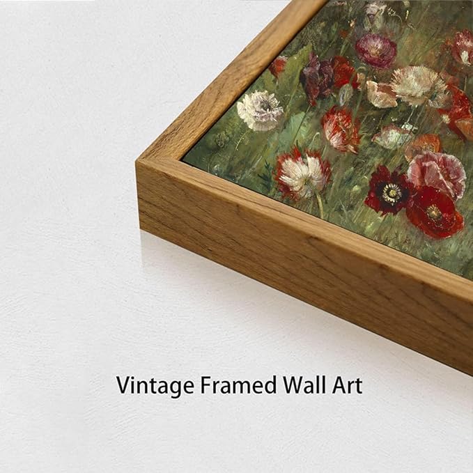 OIQArtOIQ Vintage Landscape Canvas Wall Art Framed Natural Scenery Painting Artwork Prints France Country Wilderness Farmhouse Decor Pictures Kitchen Bedroom Living Room Bathroom