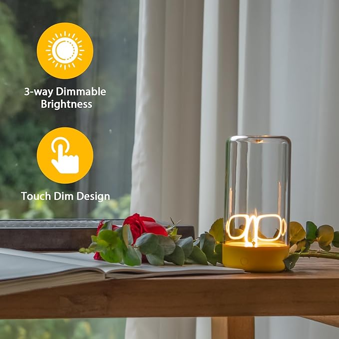 AUGE LIGHT Mini Minimalist Table Lamp Cordless Lamp Rechargeable Table Lamp Portable Nightstand Lamps Desk Lamps for Home Office Unique Ambient Light Mood Lighting for Desk Decor Beside(Yellow)
