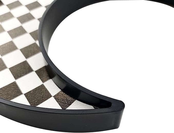 Ciandid Checkered Moon Shape Jewelry Tray - Decorative Organizer for Dresser, Makeup, Perfume - Vanity Tray for Bathroom, Coffee Table, Ottoman
