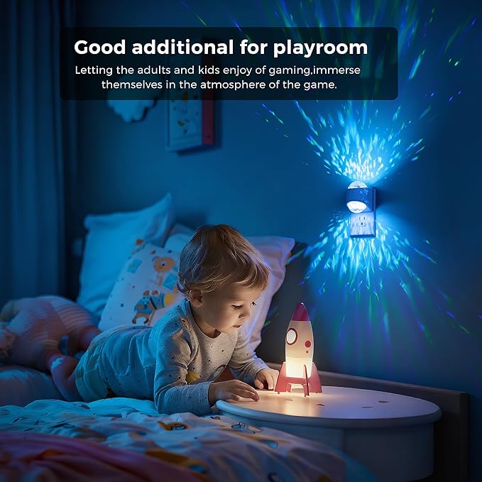 L LOHAS LED Night Light for Kids,Plug in Night Light with Light Sensor,Multi-Color Projector Light for Kids Playroom Ceiling Decor Home Theater Party