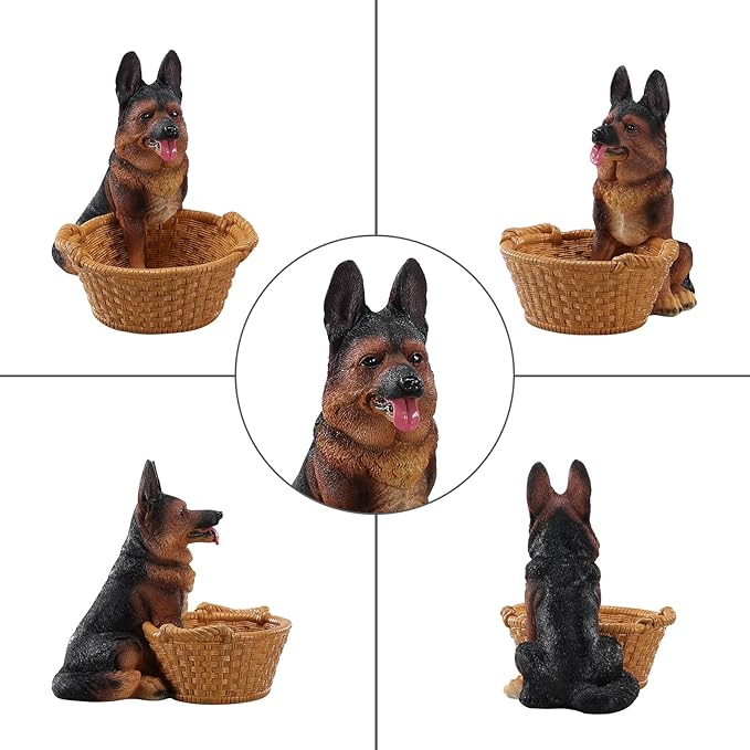 Dog Resin Storage Basket, Desktop Organizer for Remote & Keys, Cute Home Decor Tray, Ideal present for Pet Lovers.(German Shepherd)