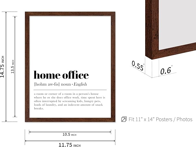 Poster Master Typography Poster - Retro Dictionary Print - Home Office Definition, Book Page, Funny - Gift for Colleague, Friend - Wall Decor for Home, Workplace, 11x14 Brown Framed