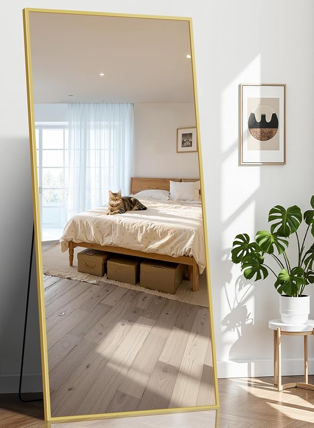 71"x30" Floor Mirror Full Length - Standing Mirror with Aluminum Alloy Frame, Large Body Mirror for Bedroom, Living Room, Wall Mounted or Leaning