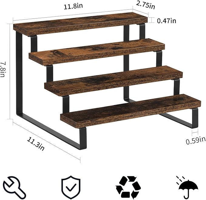 YINMIT Wooden Perfume Organizer, Tiered Cologne Organizer for Men, Black Cologne Stand Perfume Stand, Risers Display Stands for Perfume, Makeup, Cupcake, Dessert, Party (4 Tier Retro, 11.8 In)