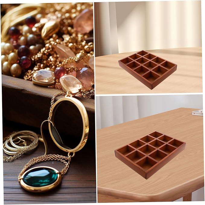 Vintage Wooden Storage Box Compartment Makeup Organizer Jewelry Box Ring Holder