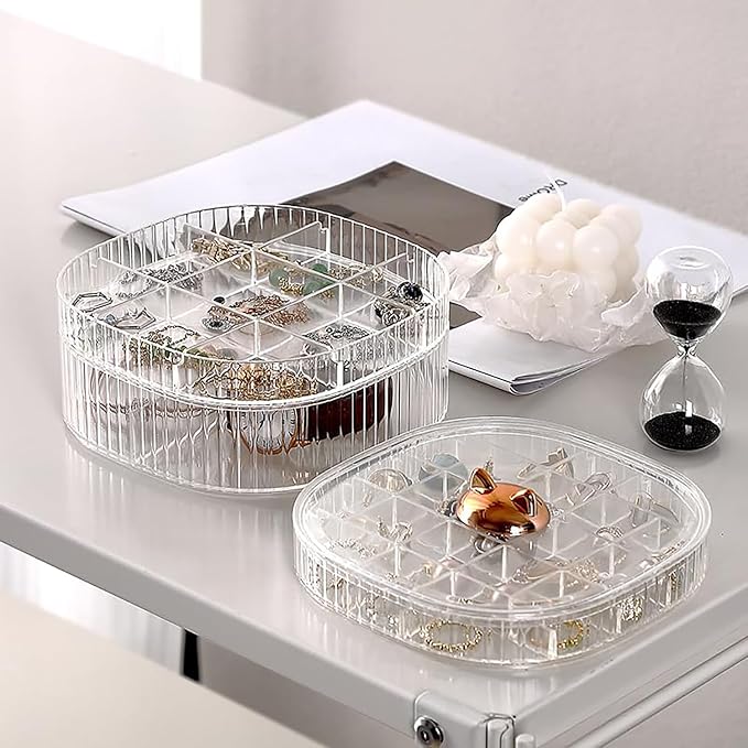 HALAFE Jewelry Box, 3-Layer Acrylic Jewelry Organizer with Cat Shape Handle, Clear Jewelry Boxes for Women Girls, Make up Organizer, Jewelry Storage Holder (Clear, Cat)