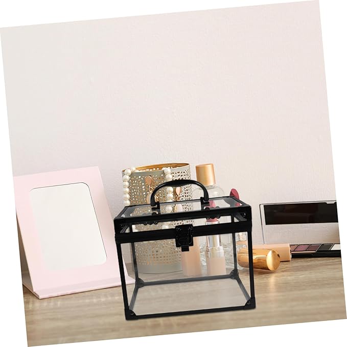 Transparent Lockable Jewelry and Cosmetic Organizer Case for Travel and Home Use Clear Makeup Display Box for Vanity Bathroom Dresser with Ample Storage Capacity