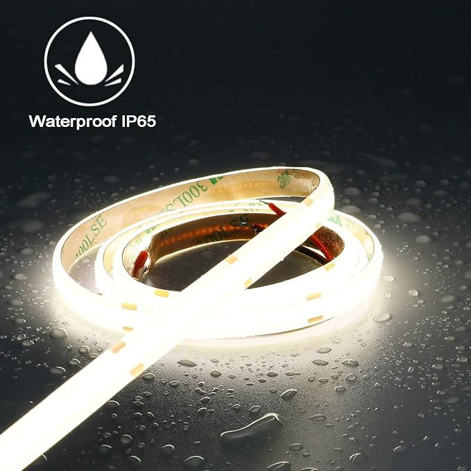TOPAI 24V COB LED Strip Natural White 4000K Waterproof IP65 Super Bright CRI 90+ 4000lm Dotless High Density 480LEDs/M 16.4FT Cuttable Flexible LED Tape Light for Cabinet Home DIY Lighting Projects