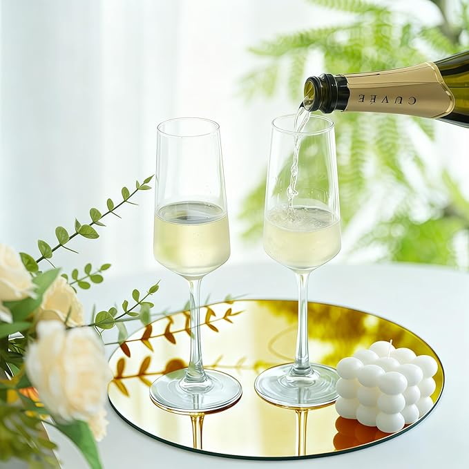 24PCS Gold Round Mirror Plates for Centerpieces, 6" Flat Gold Circle Mirror Trays for Table Decor, Acrylic Mirror Candle Plates for Table Centerpieces, Wedding Party Event Decorations, Home Decor