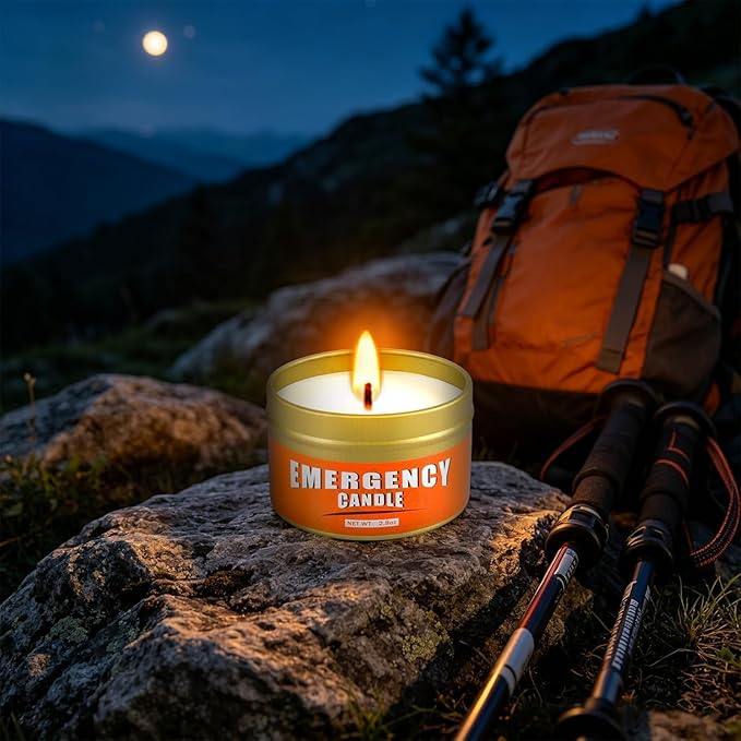 24+Hour Candle Set 24 Pack 2.8oz, Emergency Candles for Power Outages, Mountain Climbing, Wild and Camping Use. Portable and Tabletop Design, Bulk Emergency Candle Supplies.