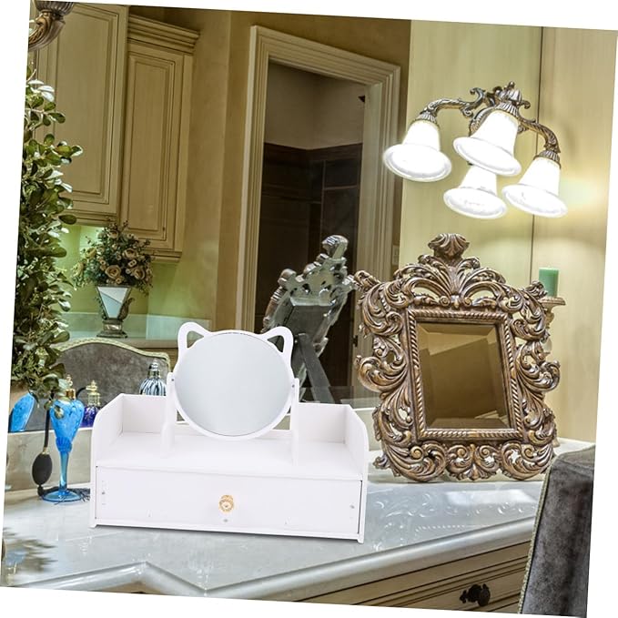 Makeup Mirror Storage Box Desktop Cosmetic Vanity Portable Makeup Organizer