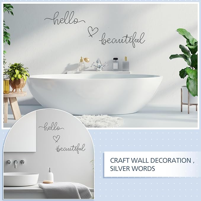 Hicarer Hello Gorgeous Metal Wall Art Decor Minimalist Decoration Metal Hello Gorgeous Decorative Sign for Living Room Office Bedroom Hotel Home Wall Decoration(Black,Lovely Style)