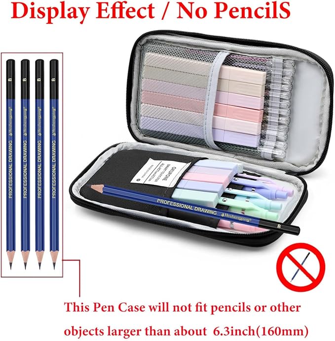 Big Capacity Pen Case Large Storage Pen Pouch Aesthetic, Office Pen Box Marker Case Simple Sturdy Multifunctional Bag Organizer for Man Women(Black)