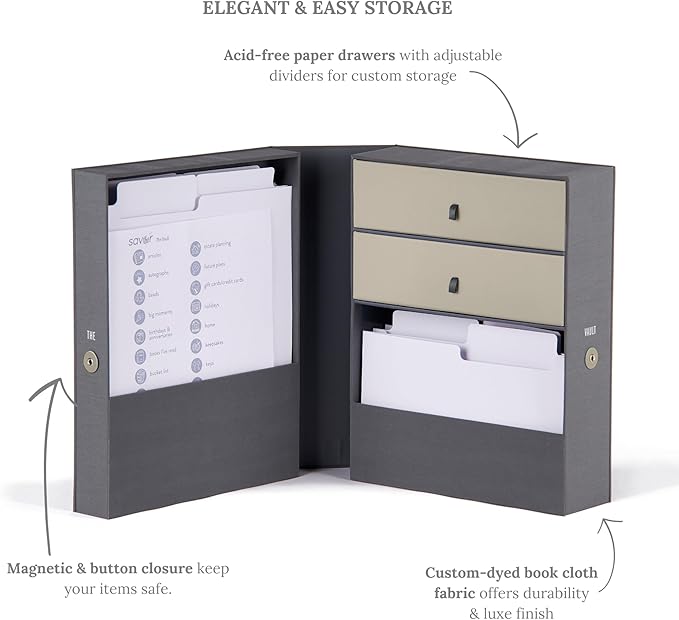 Savor | Personalized Family Archives Keepsake Organizer | Keep Treasured Heirlooms, Genealogy, Ancestry, Birthplace and Tree Documents Organized and Safe in One Convenient Home
