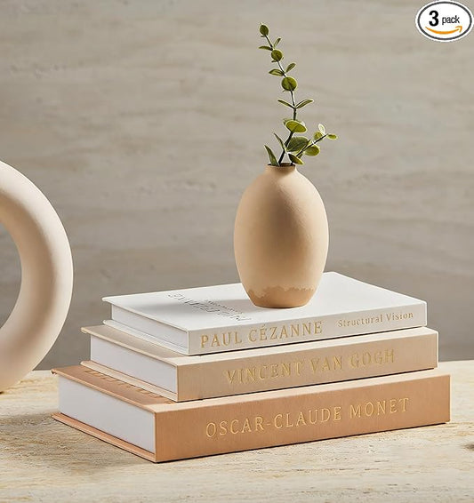 Aesthetic Decorative Books - Coffee Table Books Decor - Faux Decor Book Storage Box for Decoration - Set of 3 Linen Fake Book for Home Table Decor - Bedside Tables Decors - Home Room Bookshelf Decors