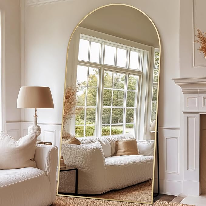 Full Length Mirror, 81"x41" Oversized Arched Mirror Large Standing Mirrors, Tall Mirrors Body Floor Mirror for Bedroom Living Room Aluminum Frame, Gold
