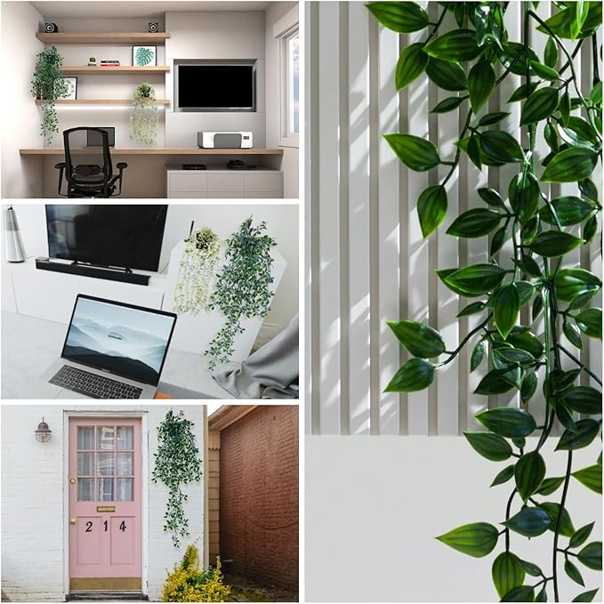Freyalife 2pcs Fake Hanging Plants for Room Decor,Artificial Potted Plants Eucalyptus for Aesthetic Vintage Boho Home Office Living Bedroom Wall Patio Bathroom Bookshelf Christmas Indoor Outdoor Decor